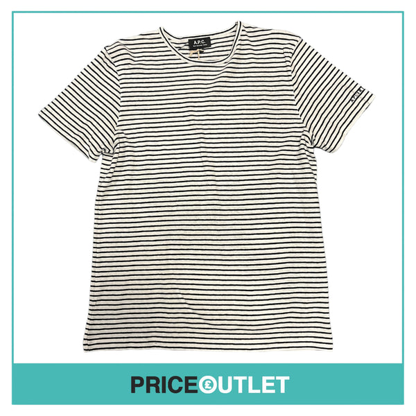 A.P.C. - Navy and White Striped T-Shirt - Size M - BRAND NEW WITH TAGS