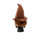 Toy figure of a Hermione Granger wearing sorting hat on a white background