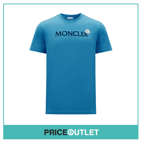 Moncler Patch Logo T-Shirt - Blue - Size L - BRAND NEW WITH TAGS