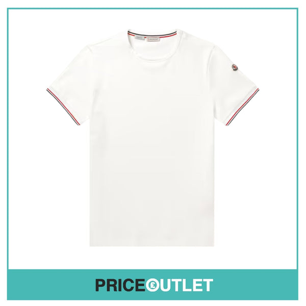 Moncler - White Tri Trim T-Shirt - Size L - BRAND NEW WITH TAGS