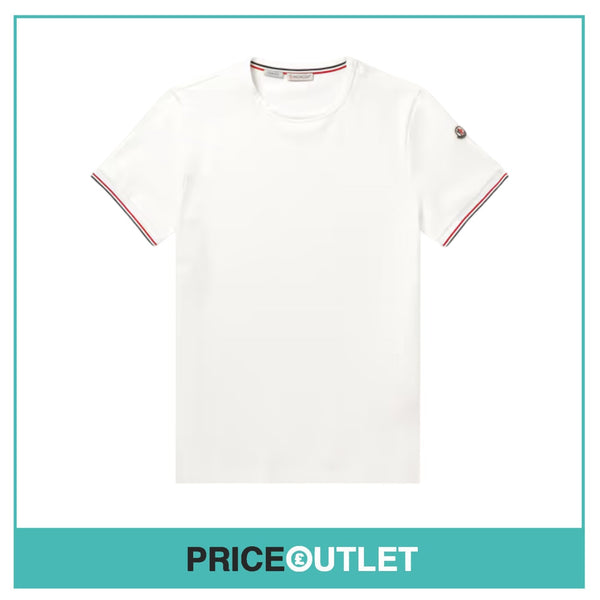 Moncler - White Tri Trim T-Shirt - Size M - BRAND NEW WITH TAGS
