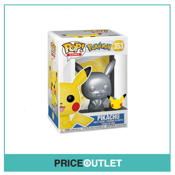 Funko - Pikachu (Silver Chrome) #353 Funko Pop! Pokemon - BRAND NEW IN A FREE POP PROTECTOR