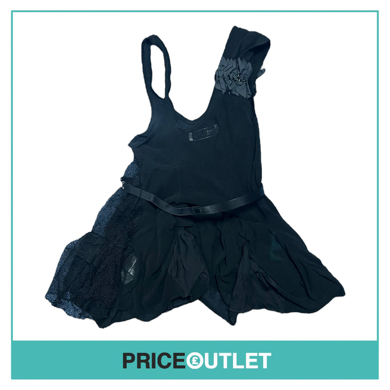 Toga - Black Mesh Top with Belt - Size 1 - BRAND NEW WITH TAGS