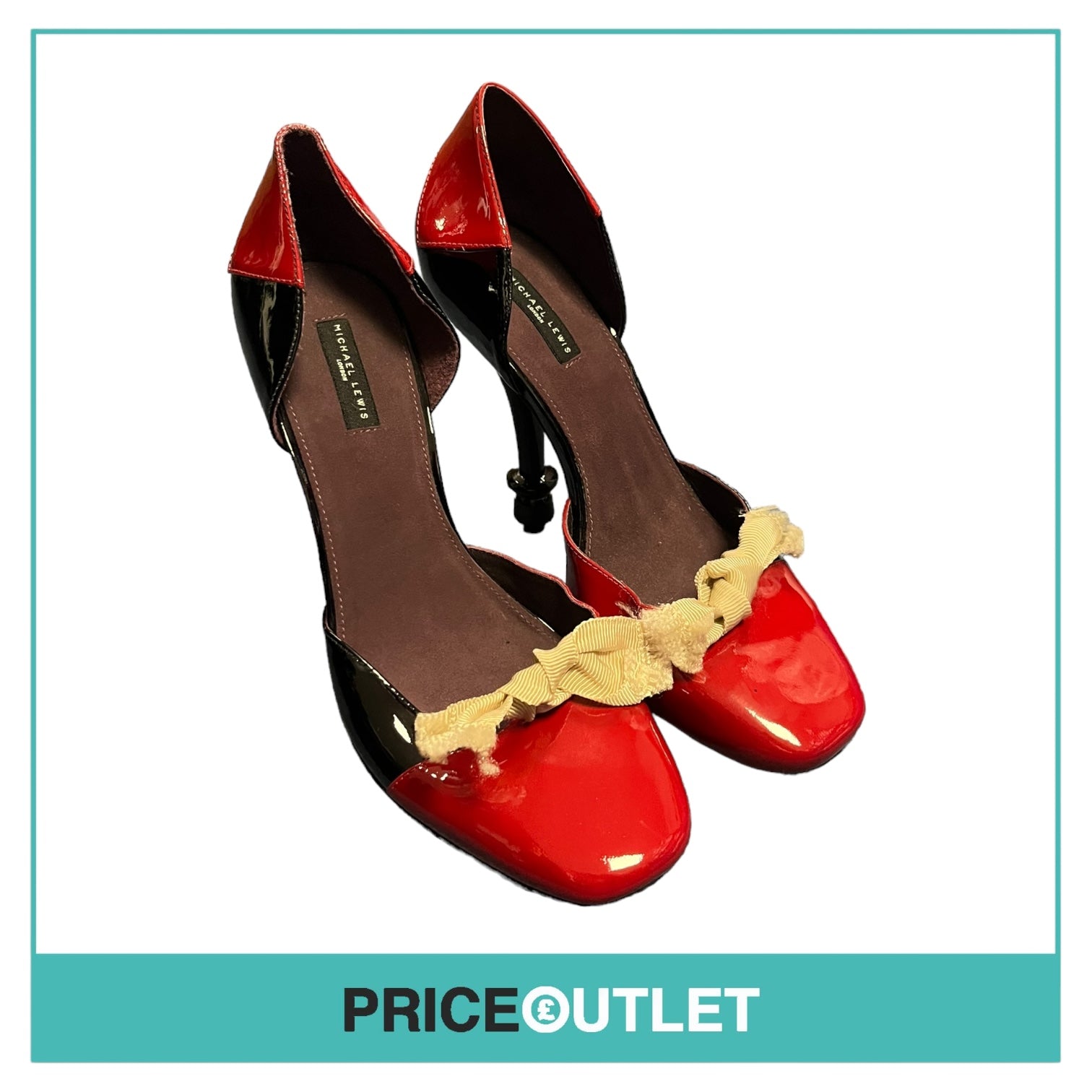 Michael Lewis - Red and Black Heels with Knot Detailing - Size 41 - BRAND NEW