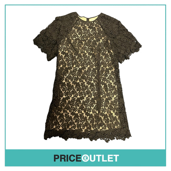 Erdem - Black Floral Lace Dress with Nude Lining - Size 14 - BRAND NEW WITH TAGS