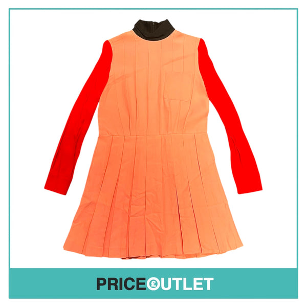 Miu Miu - Pink Pleated Dress with Red Sleeves and Black Collar - Size 38 - BRAND NEW WITH TAGS
