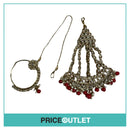 Dhiral's Creations - Gold and Red Necklace, Ring/Bracelet and Headpiece Jewellery Set - BRAND NEW IN BAG