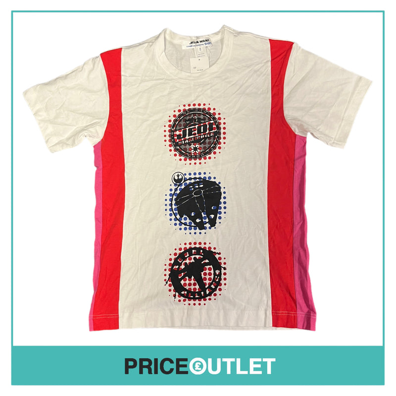 Comme des Garçons Shirt x Star Wars - Mens T-Shirt with Pink and Red Stripes - Size L - BRAND NEW WITH TAGS