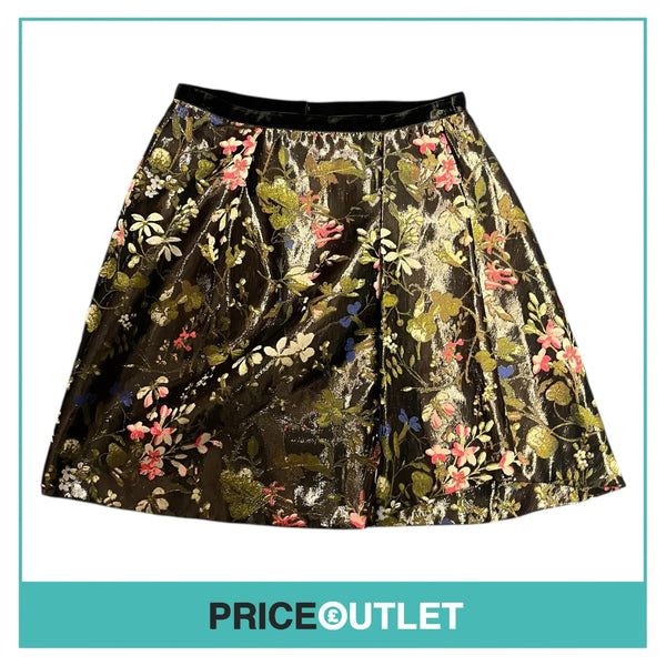 Erdem - Black Metallic Floral Skirt - Size 8 - BRAND NEW WITH TAGS
