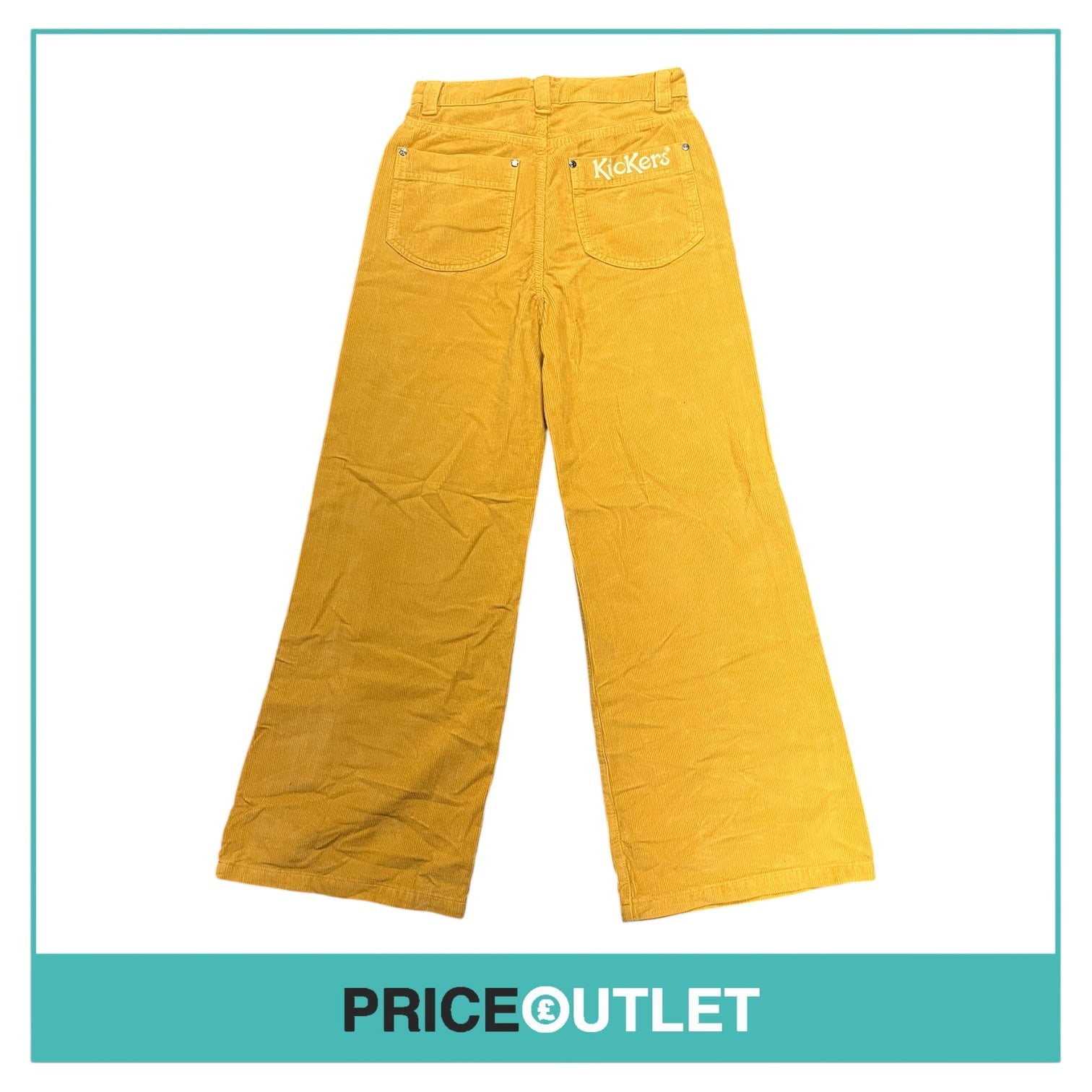 Kickers - Womens Mustard Yellow Wide Leg Cord Trousers - Size 28 - BRAND NEW