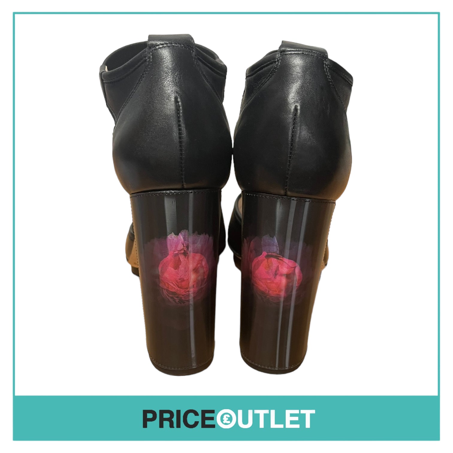 Christopher Kane - Black Heels with Pink Flower Holograph Heel - Size 37 - BRAND NEW WITH TAGS