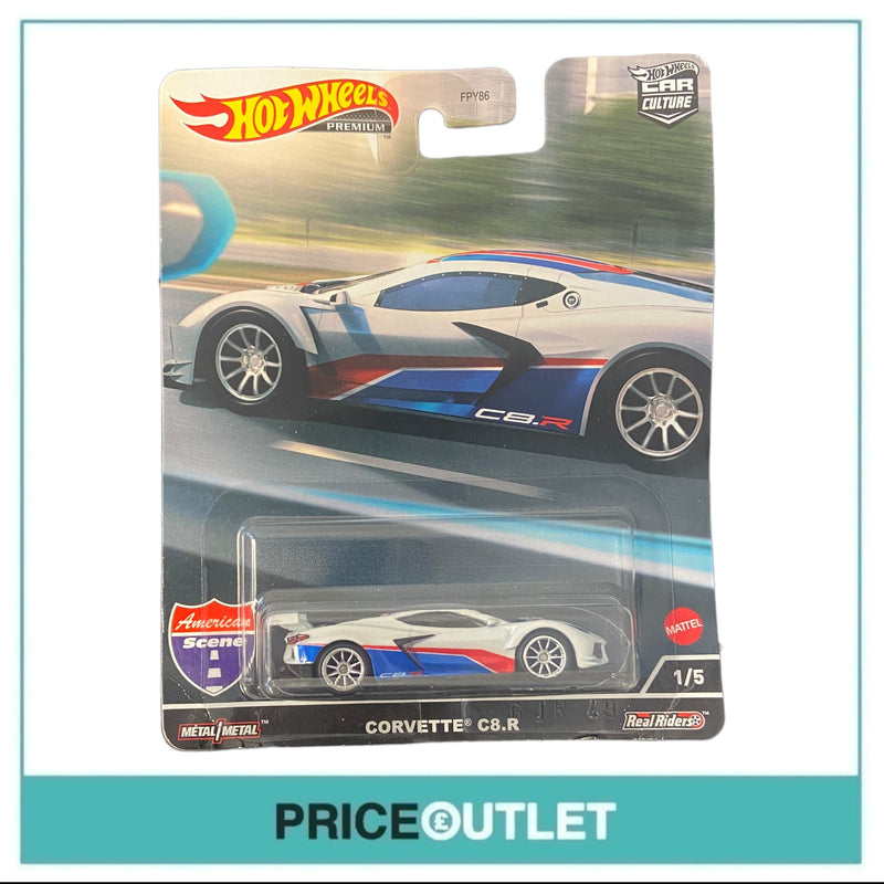 Hot Wheels American Scene - Corvette C8.R (White, Red & Blue) - Damaged Box