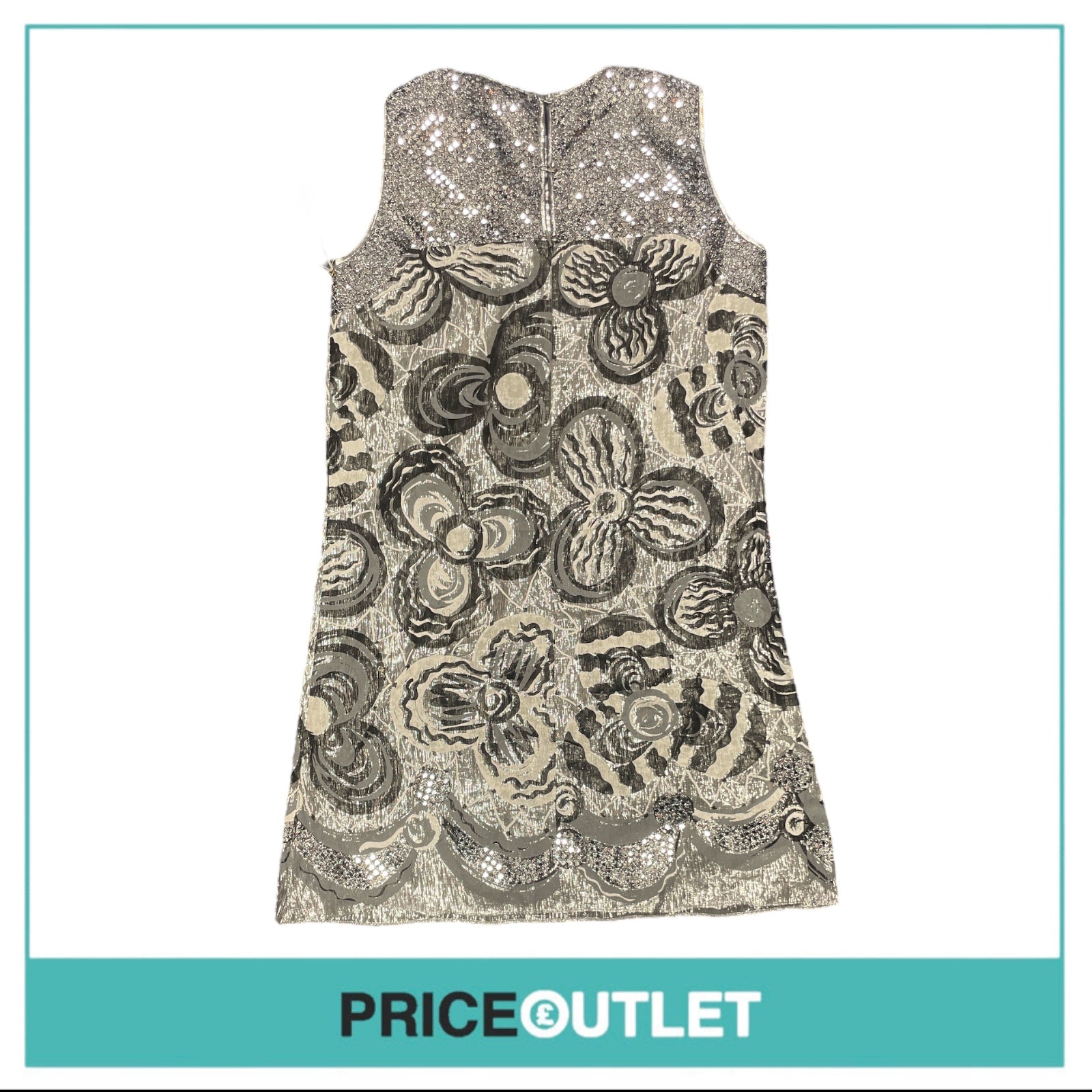 Zandra Rhodes - Floral Dress with Silver Sequins - Size S - BRAND NEW WITH TAGS