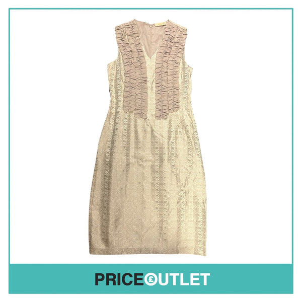 Derecuny - Grey Printed Dress with Ruffles - Size 42 - BRAND NEW WITH TAGS