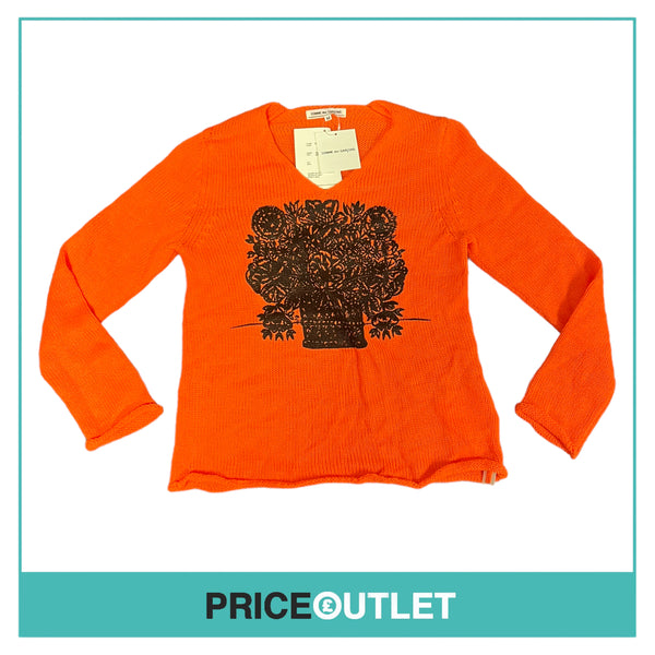 Comme des Garçons Jingle Flowers - Womens Orange Knit Jumper - Size M - BRAND NEW WITH TAGS