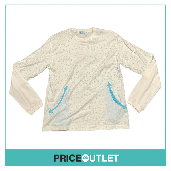 Kim Jones - White and Blue Printed Top - Size S - BRAND NEW WITH TAGS