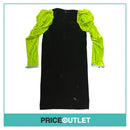 Thierry Colson - Black Velvet Dress with Green and Blue Sleeves - Size S - BRAND NEW WITH TAGS