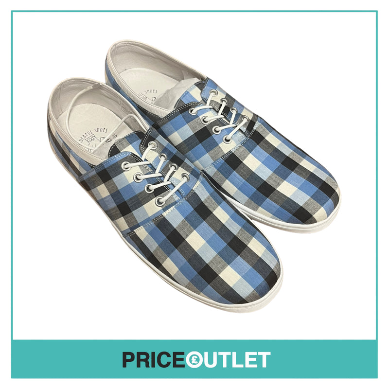F-Troupe - Blue Check Canvas Shoes - Size 45 - BRAND NEW WITH TAGS