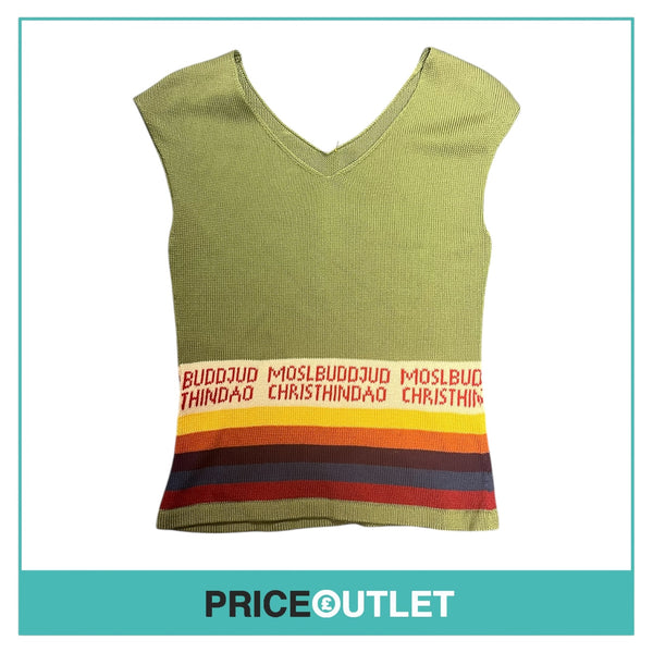 Elternhaus - Green Knit Vest with Striped Hem - Size OS - BRAND NEW WITH TAGS
