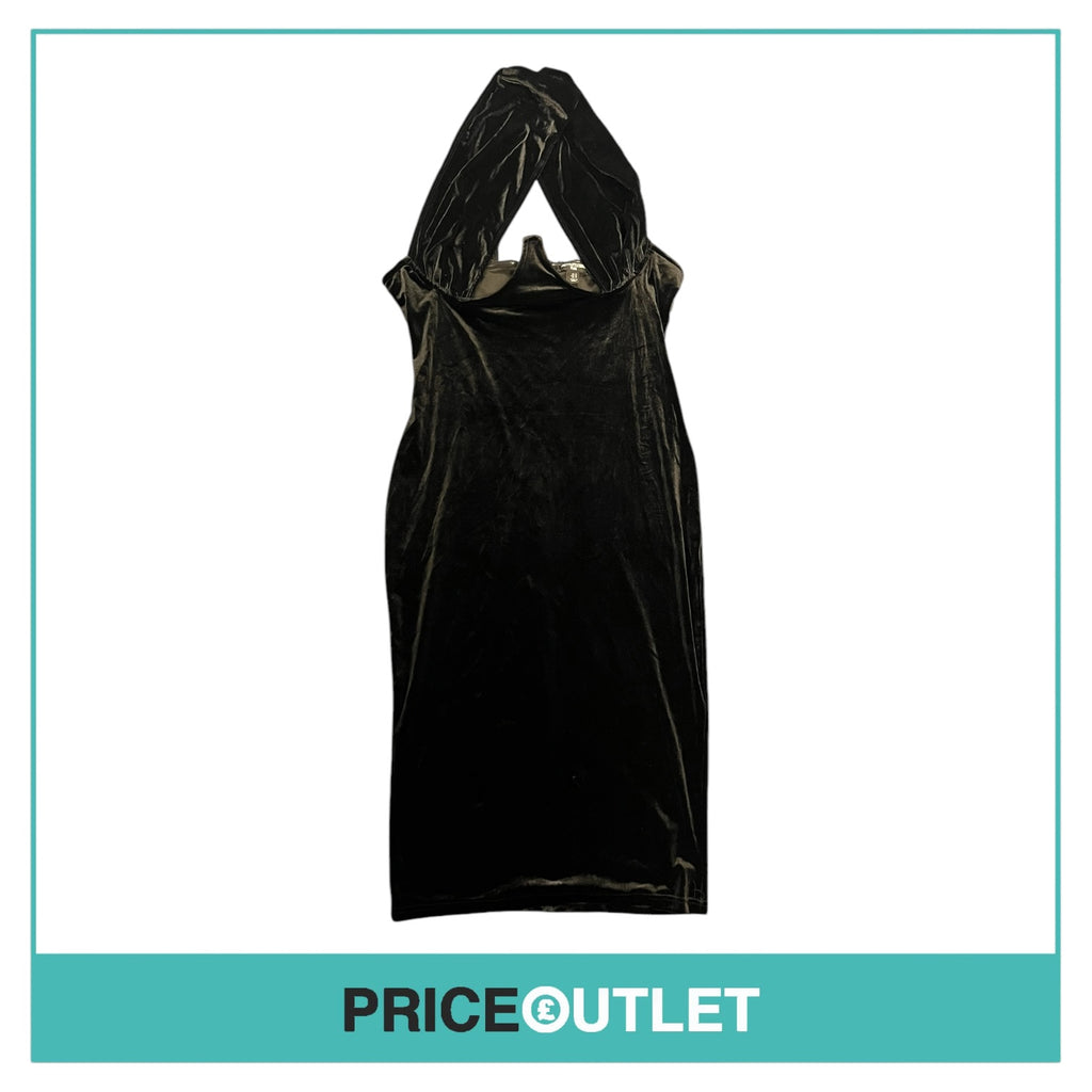 plus black velvet underwired cross front midi dress Pretty Little Thing