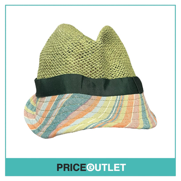 Bernstock Speirs - Olive Wicker Hat with Striped Brim - BRAND NEW WITH TAGS
