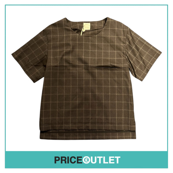 Sunsea - Brown and Grey Check T-Shirt - Size 1 - BRAND NEW WITH TAGS