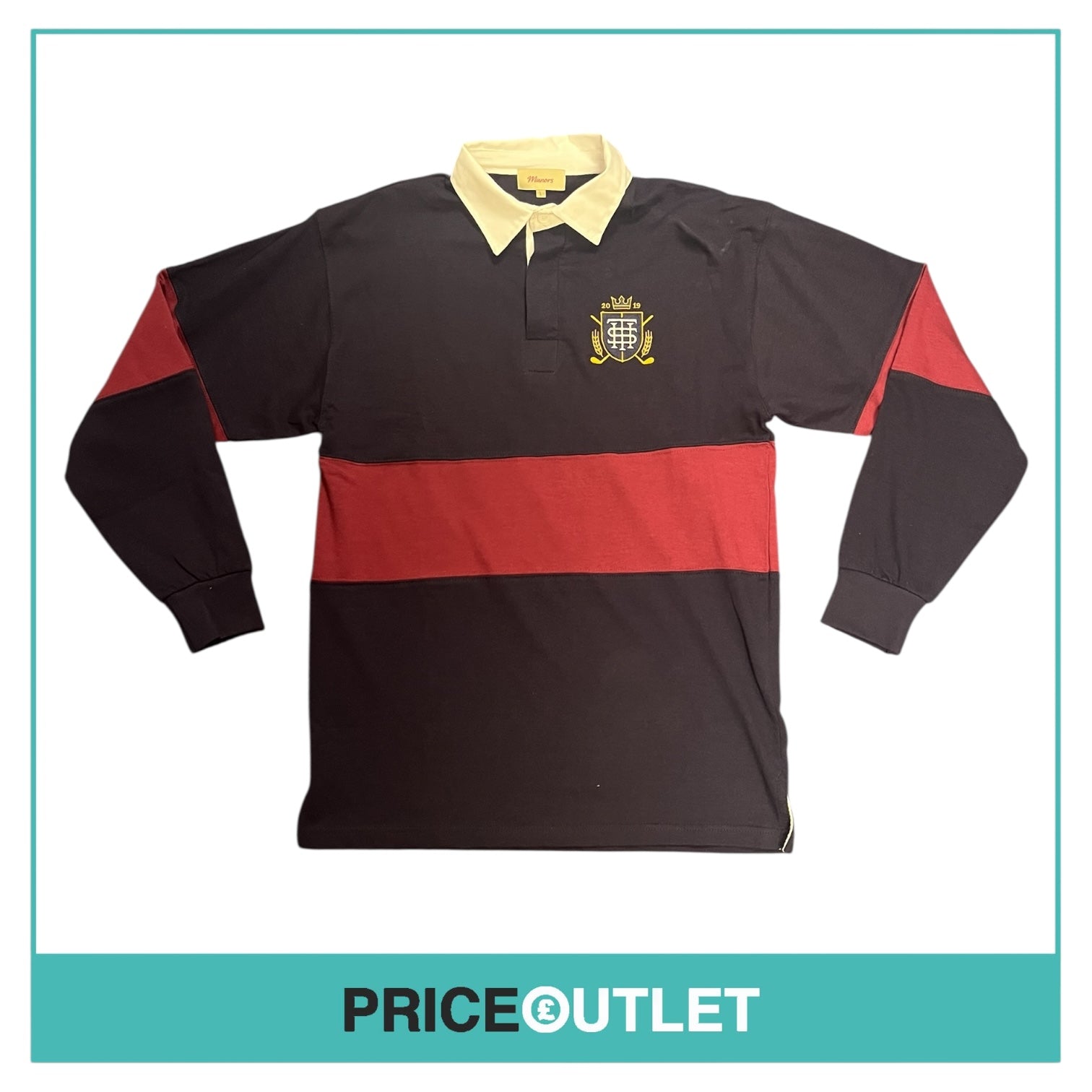 Manors Golf - Polo Shirt - Navy and Burgundy - Size L - BRAND NEW