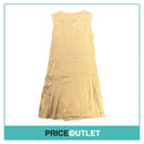 Derecuny - Nude Satin Dress with Low Waist Pleat Skirt - Size 42 - BRAND NEW WITH TAGS