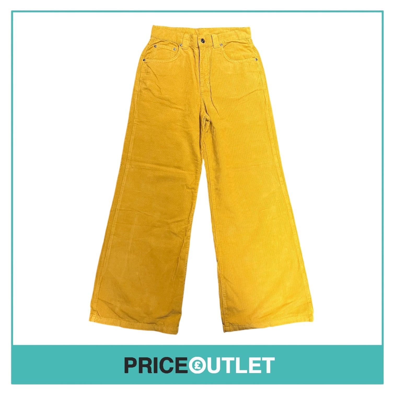 Kickers - Womens Mustard Yellow Wide Leg Cord Trousers - Size 28 - BRAND NEW