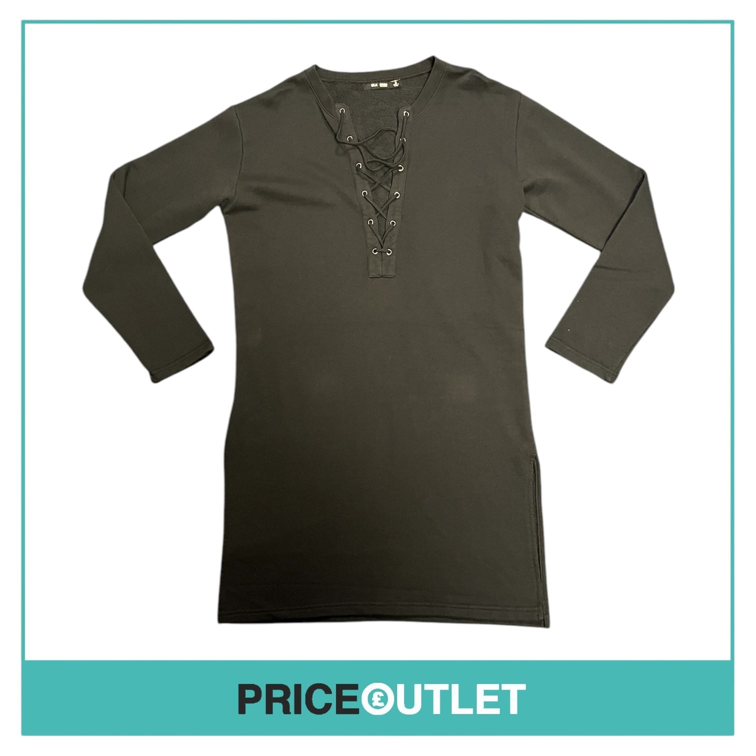 BLK DNM - Black Long Jumper with Lace Up Front - Size S - BRAND NEW