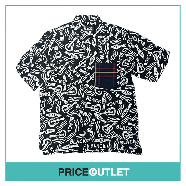 Comme des Garçons Black - Black and White Print Shirt with Tartan Pocket - Size S - BRAND NEW WITH TAGS
