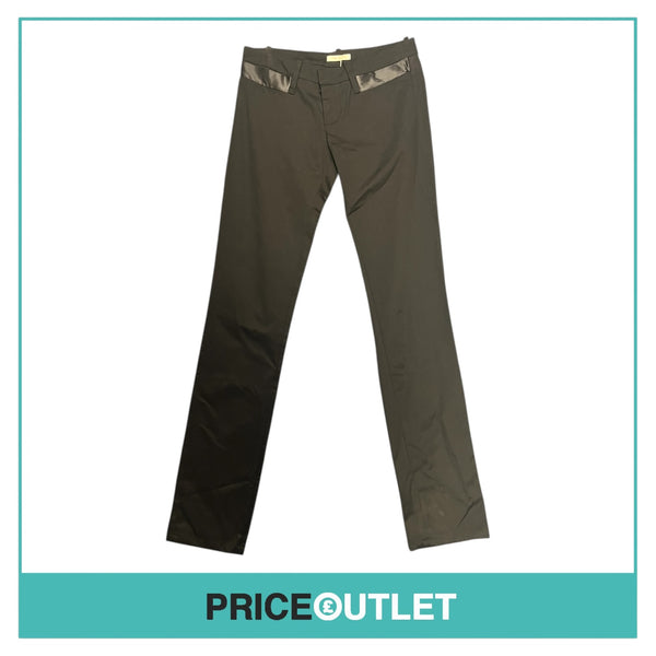 Commuun - Black Slim Trousers with Satin Details - Size 38 - BRAND NEW WITH TAGS