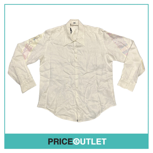 GUM - White Floral Shirt with Patterned Applique - Size M - BRAND NEW WITH TAGS