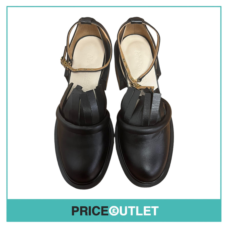 Flat Apartment - Black Leather Heels with Tassels - Size 35 - BRAND NEW WITH TAGS