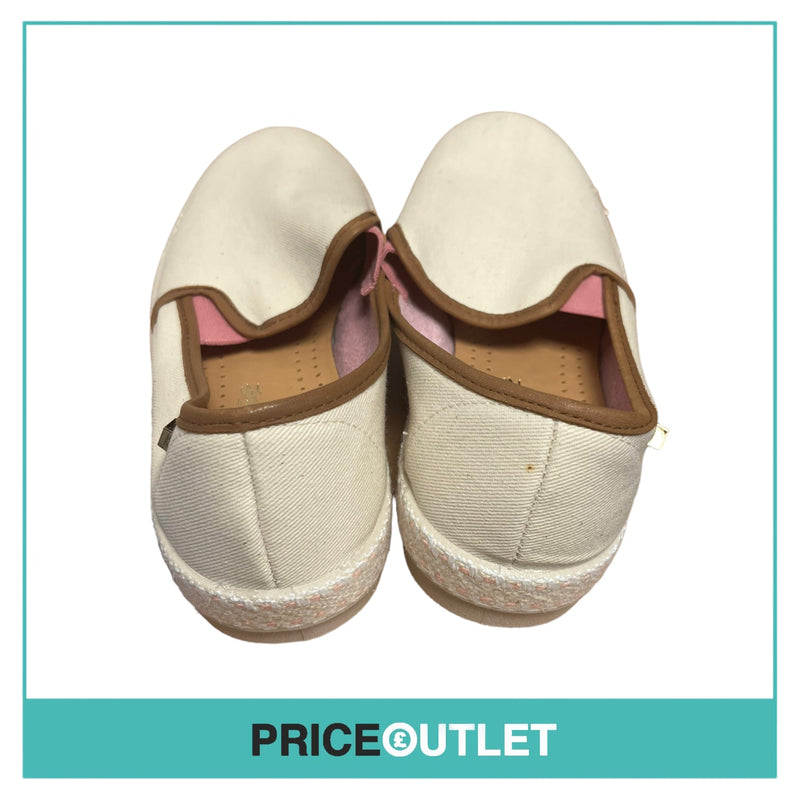 Rivieras - Womens White and Pink Canvas Slip On Shoes - Size 40 - BRAND NEW WITH TAGS