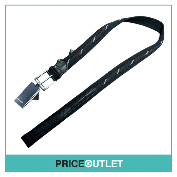 Fred Perry - Black Belt with Burgundy and Grey Stripes  - BRAND NEW WITH TAGS