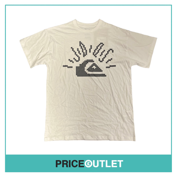 Julien David x Quiksilver - White T-Shirt with Grey Design - Size M - BRAND NEW WITH TAGS
