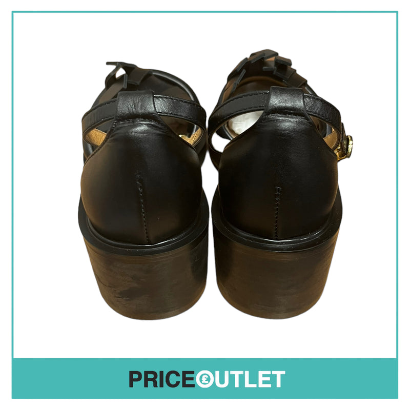 Flat Apartment - Black Leather Heels with Tassels - Size 35 - BRAND NEW WITH TAGS