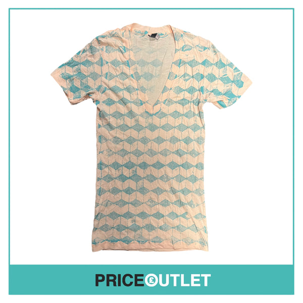 Salvor - Peach and Turquoise Print T-Shirt - Size S - BRAND NEW WITH TAGS