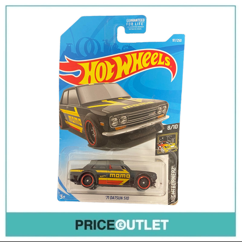 Hot Wheels NightBurnerz - Momo '71 Datsun 510 (Black) - Damaged Box