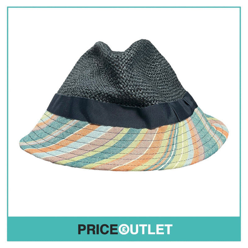 Bernstock Speirs - Navy Wicker Hat with Striped Brim - BRAND NEW WITH TAGS