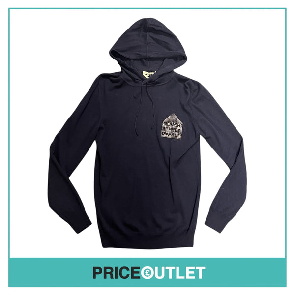 Comme des Garçons - Crystal Journey Mens Navy Knit Hoodie with DSM Embellishment - Size M - BRAND NEW WITH TAGS