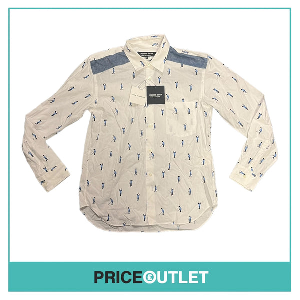 Comme des Garçons Homme Deux - White and Blue Golf Print Shirt - Size XS - BRAND NEW WITH TAGS