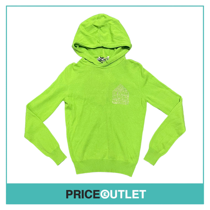Comme des Garçons - Crystal Journery Ladies Green Knit Hoodie with Gem Logo - Size S - BRAND NEW WITH TAGS