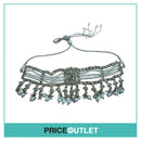Dhiral's Creations - Silver and Green Earrings, Choker and Headpiece Jewellery Set - BRAND NEW IN BAG