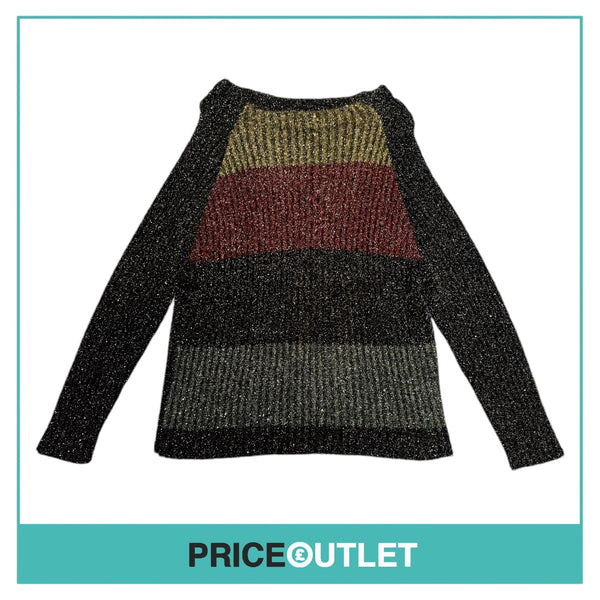 Sara Lanzi - Black Striped Tinsel Jumper - Size M - BRAND NEW WITH TAGS
