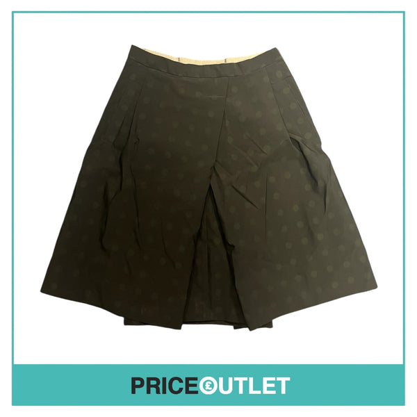 Rohka - Black Pleated Skirt with Dark Green Polka Dots - Size S - BRAND NEW WITH TAGS