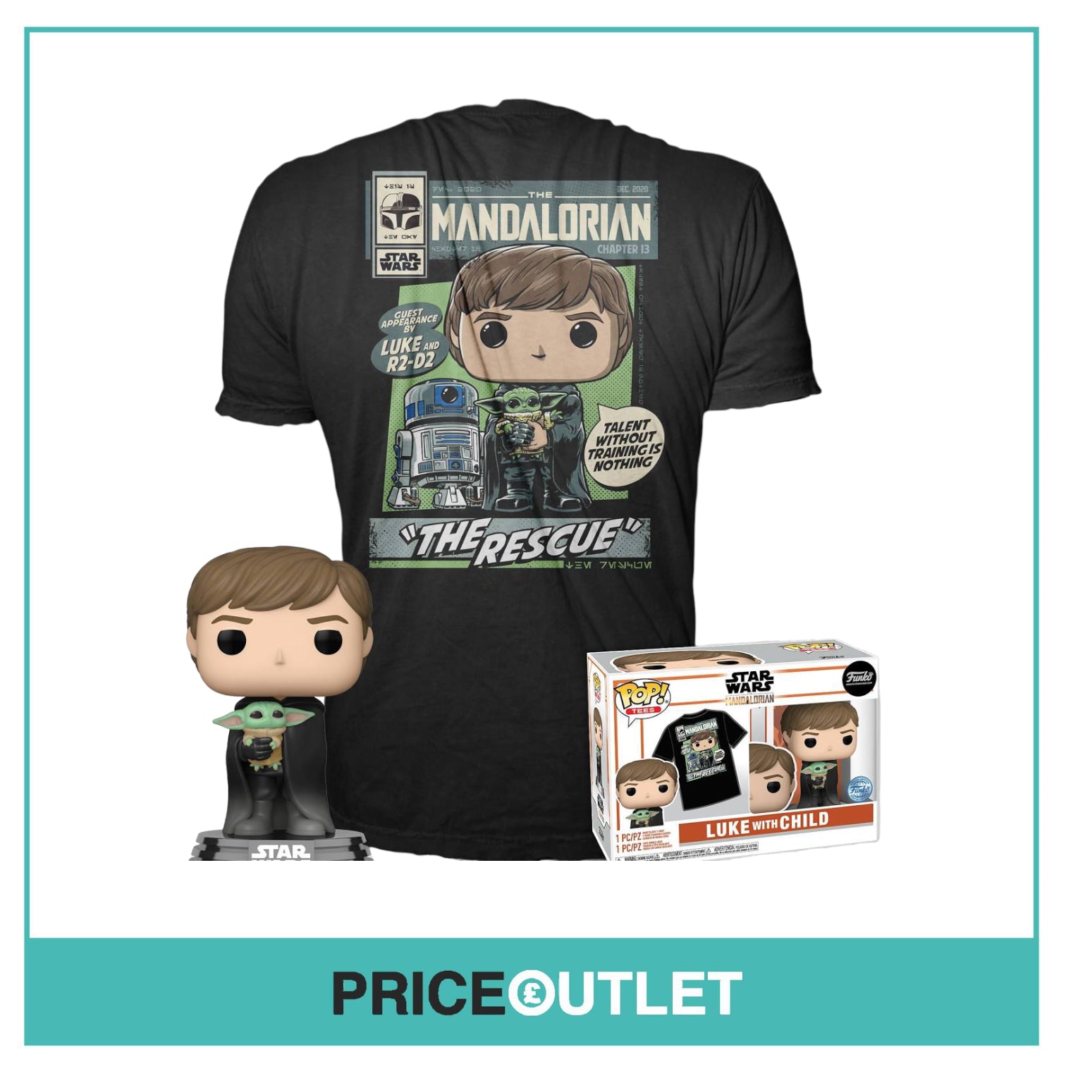 Funko Pop! & Tee - Luke W/ Child (Slight Box Damage) - Size M