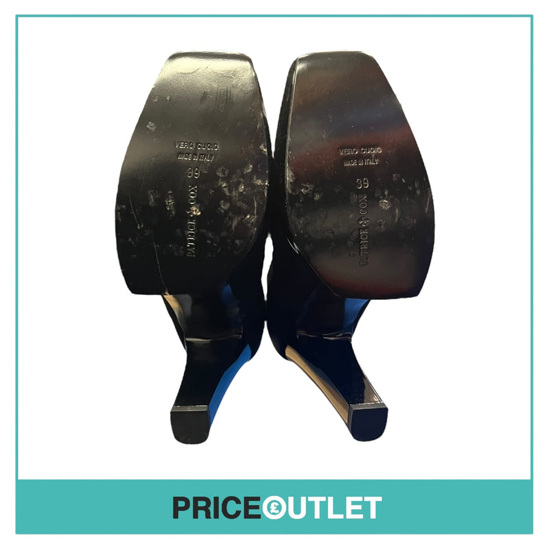 Patrick Cox - Black Satin Square Toe Heels - Size 39 - BRAND NEW WITH TAGS