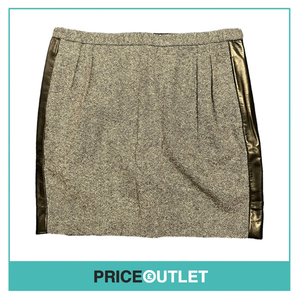 BLK DNM - Black and White Tweed Skirt with Leather Sides - Size S - BRAND NEW WITH TAGS